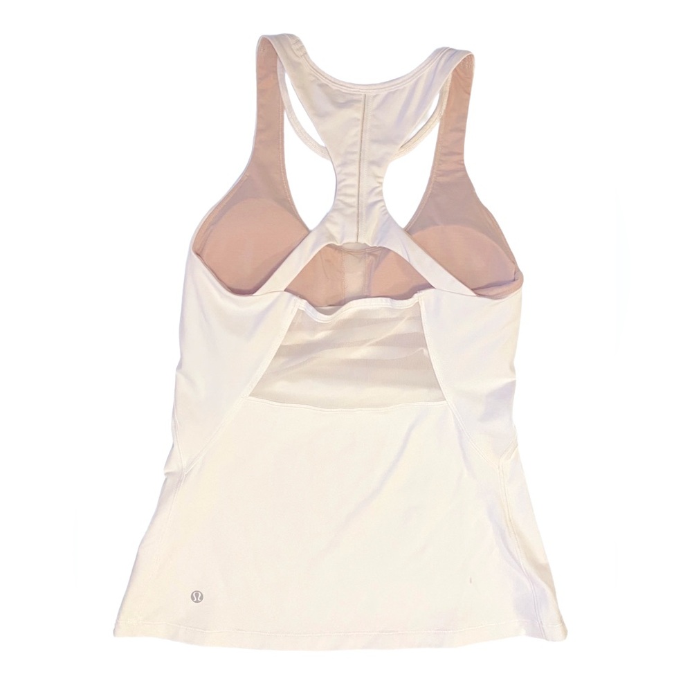 Lululemon Athletica White Racerback Tank With Mesh Size S - Picture 3 of 4